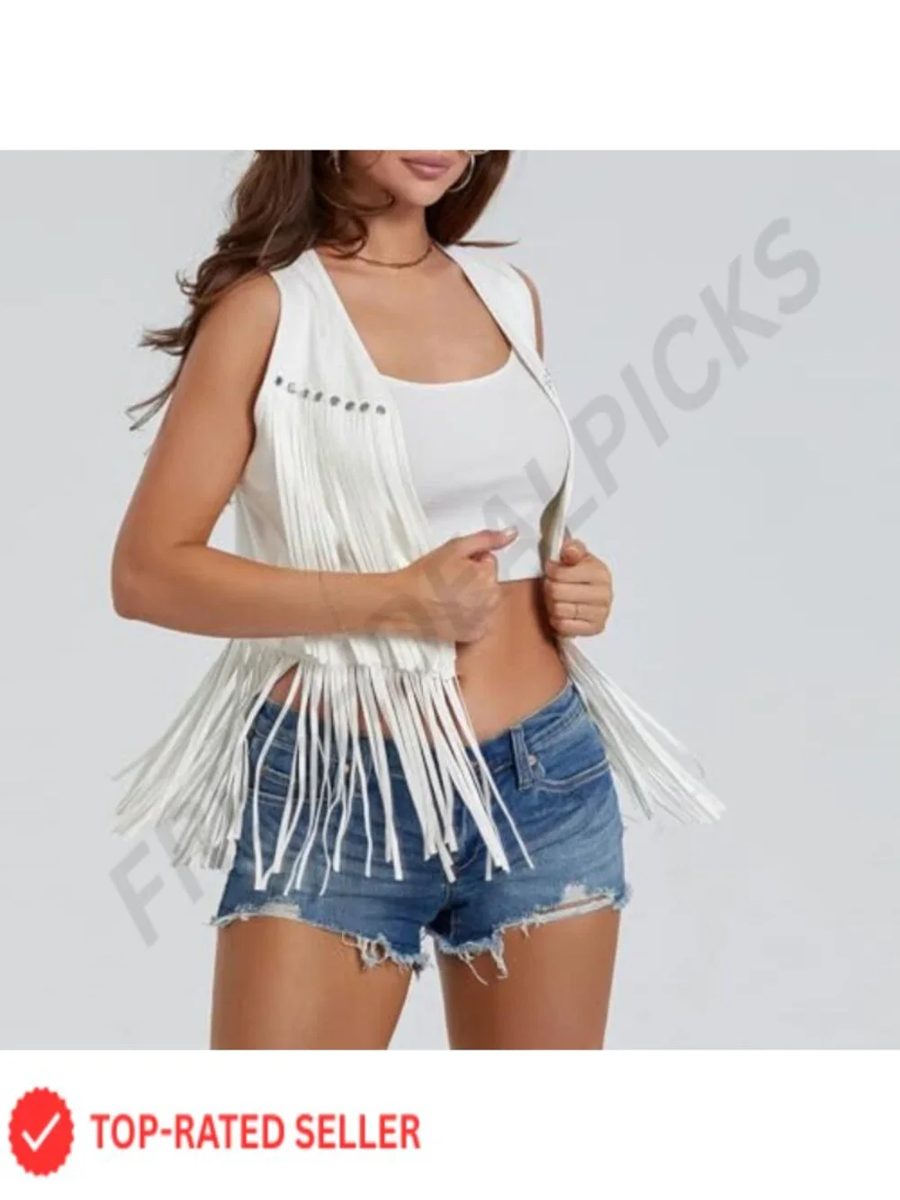Faux Suede Fringe Vest Sleeveless Open Front Western Cowgirl Tassel Hippie
